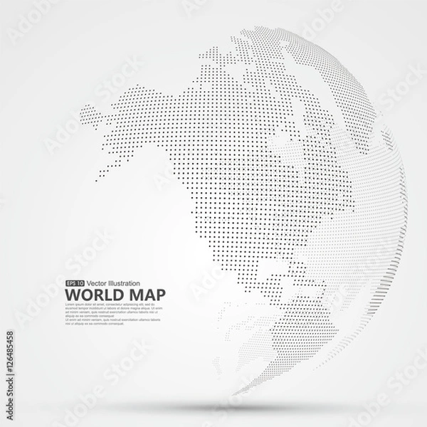 Fototapeta Three-dimensional abstract planet, dots, representing the global, international meaning.