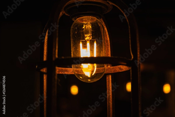 Obraz Warm ceiling light with a retro lamp in a cafe