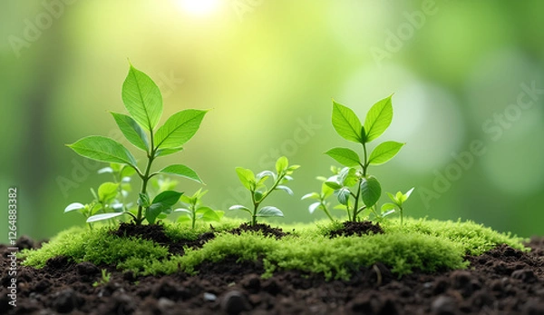Obraz Eco-Friendly Business Strategies Infographic Featuring Renewable Energy, Recycling, and Carbon Footprint Reduction in Green and Earth Tones