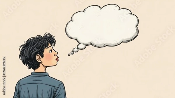 Fototapeta Digital Vector Drawing of a Person with a Floating Speech Bubble