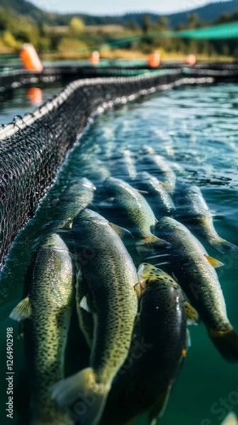 Obraz Sustainable Fish Farming in a Pristine Pond