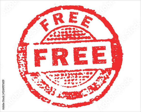 Fototapeta Free red grunge stamp, sale vintage rubber badge template isolated vector icon.