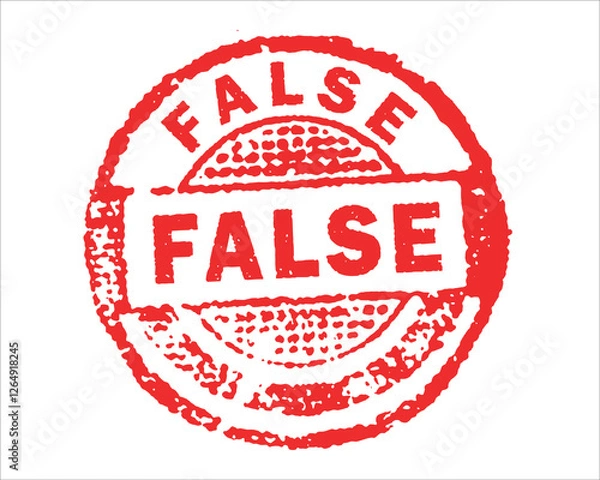 Fototapeta False red grunge stamp, sale vintage rubber badge template isolated vector icon.