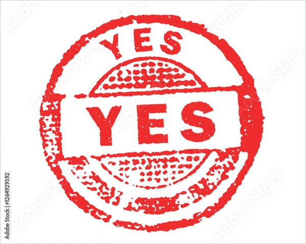 Fototapeta Yes red grunge stamp, sale vintage rubber badge template isolated vector icon.
