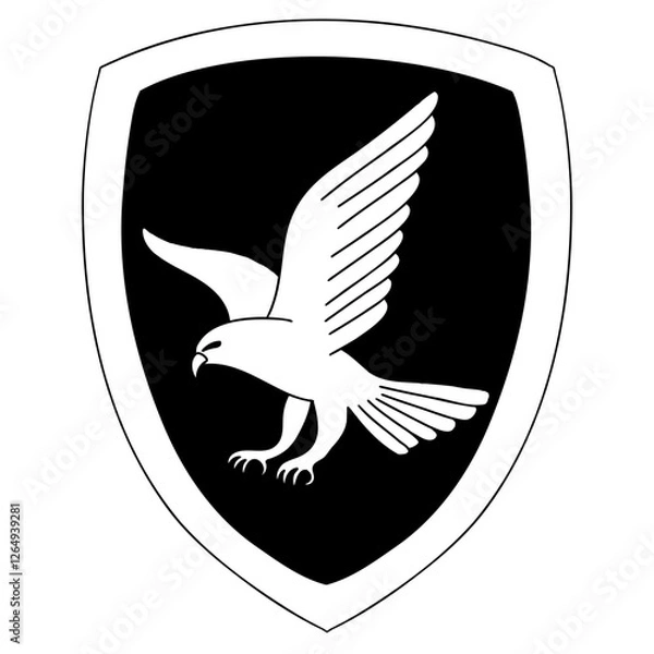 Fototapeta Raven logo in cartoon doodle style. Magic school of witchcraft and wizardry. Vector illustration isolated on white background.
