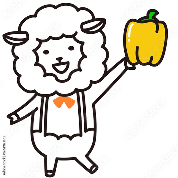 Fototapeta 色加工ok ひつじ素材No.47 黄パプリカ