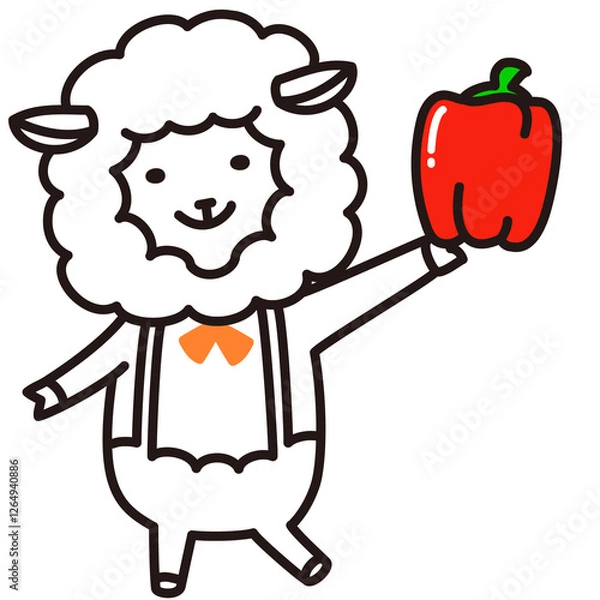 Fototapeta 色加工ok ひつじ素材No.46 赤パプリカ