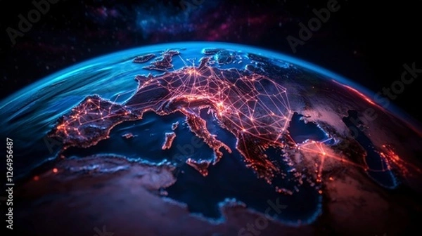 Fototapeta Global Network  Interconnected World  Digital Connections  Trade Routes  Data Flow  Innova