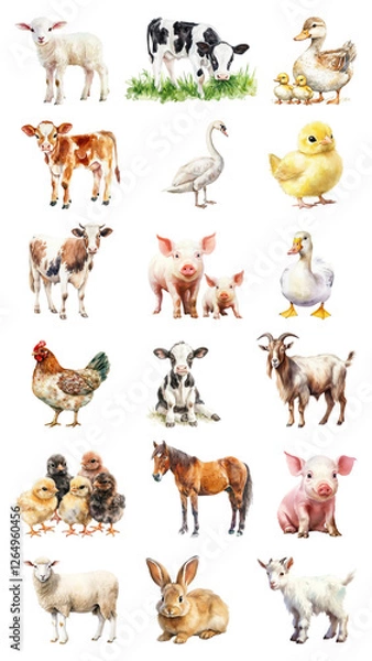 Fototapeta PNG Farm animals design element set, transparent background