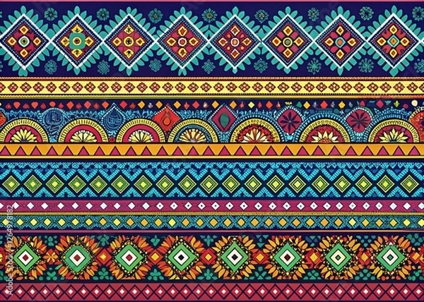 Fototapeta Vibrant Ethnic Pattern Brushes Set