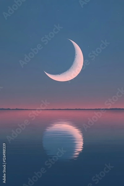 Obraz The tranquil lake under the moonlight