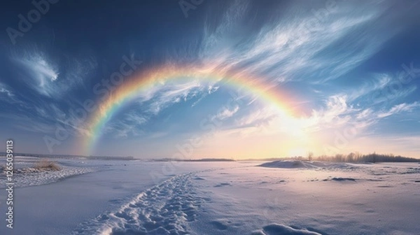Fototapeta circumzenithal arc, a rare, rainbow-like optical phenomenon caused by ice crystals high in the atmosphere