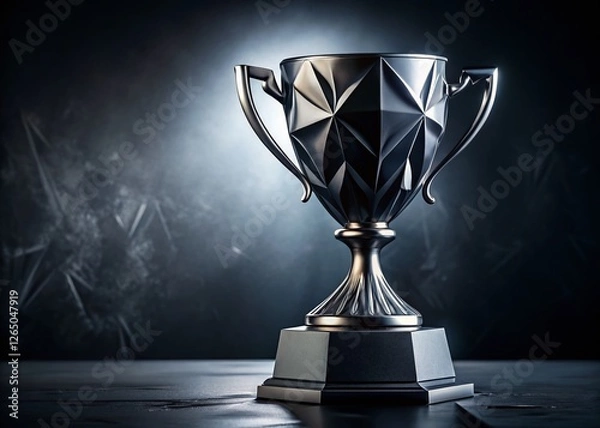 Obraz Modern Angular Trophy Cup Night Photography - Dark Gradient Background