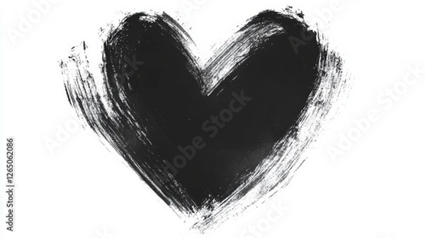 Fototapeta A black pen is used to draw a heart silhouette on a white background in a doodle style, representing love for Valentine's Day