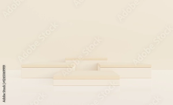 Fototapeta beige podium beige background For advertising beautiful products, 3D illustrations