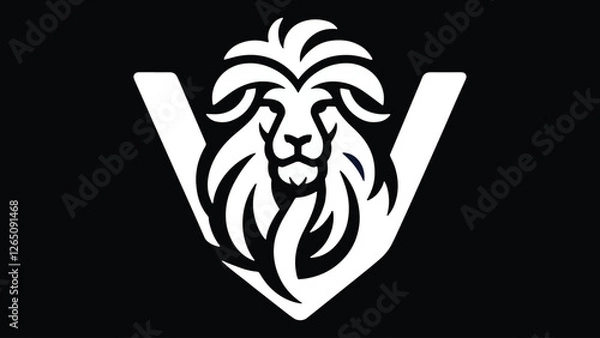 Obraz Minimalist logo inspired by a lion's head and the letter v