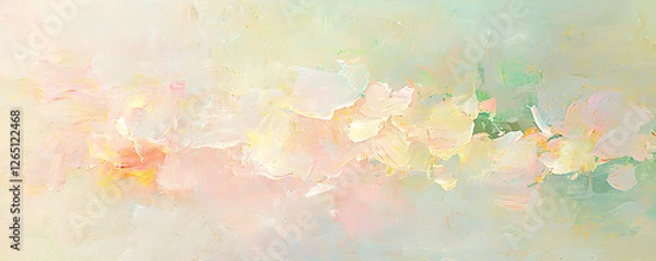 Fototapeta  delicate pastel-colored abstract painting with soft pink, yellow, and turquoise hues blended together to form a dreamy and artistic composition.