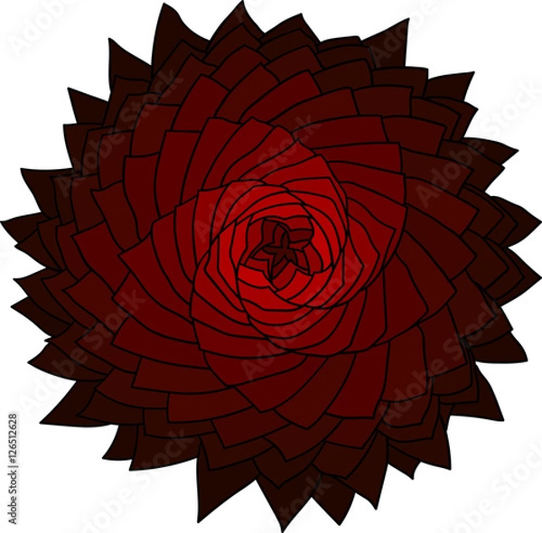 Fototapeta Fractal red flower. Vector rose. Abstract star design element.