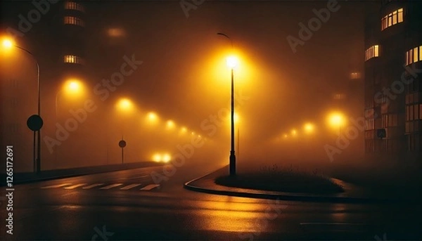 Obraz Misty Night Streetlights
