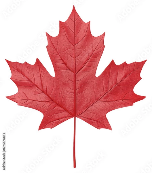 Obraz Close Up Red Maple Leaf on Transparent Background Representing Canada National Symbol