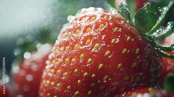Obraz close up of a strawberry on the ice