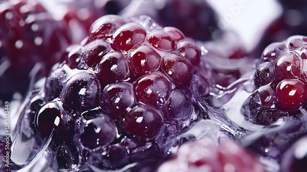 Obraz close up of a frozen blackberry