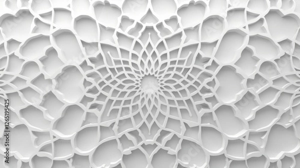 Fototapeta Abstract Islamic background in white, featuring seamless and intricate Arabian patterns, delicate design