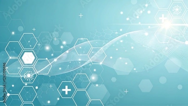 Fototapeta Futuristic Medical and Technology Background with Hexagonal Digital Interface