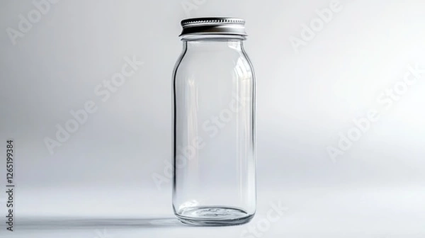 Fototapeta Empty glass bottle on white background; packaging design