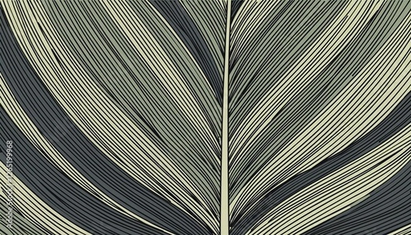 Fototapeta Line art palm leaf. Minimal continuous line tropic leaf foliage drawing illustration. Tropical modern plant  design background. perfect any project.
