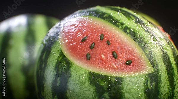Obraz water melon on a green background
