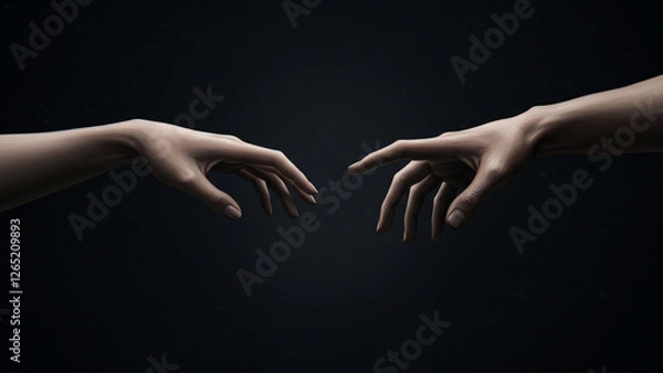 Fototapeta Help Concept hands reaching out to help each other in dark tone
