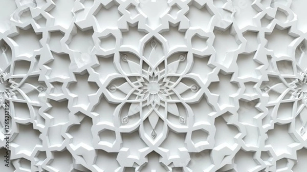 Fototapeta Abstract Islamic background in white, featuring seamless and intricate Arabian patterns, delicate design