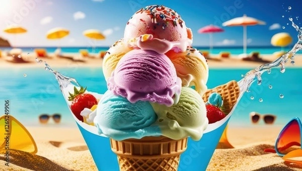 Obraz ice cream on beach