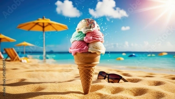 Obraz ice cream on beach