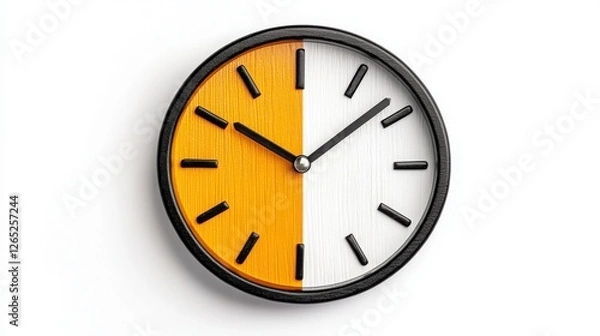 Fototapeta Modern Wall Clock with Unique Design in Orange and White Colors