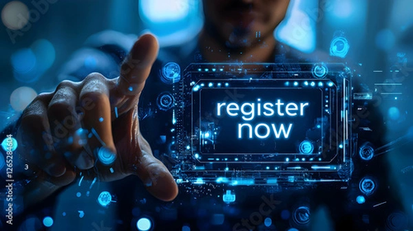 Obraz Digital registration prompt online platform graphic design virtual environment close-up view user engagement