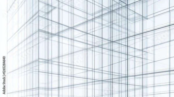Fototapeta Glass skyscraper blueprint, urban design, modern architecture, city background, construction concept