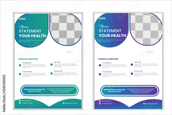 Obraz Madical Flyer design layout modern with blue color size A4, modern healthcare promotion business flyer tamplete,