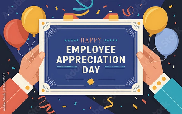Fototapeta Employee Appreciation Day: Handshake of Recognition, Celebrating Team Contributions. Employee Appreciation Day Poster, Employee Appreciation Day Banner,