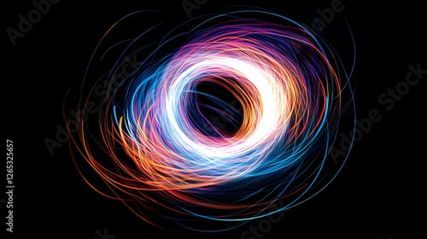 Obraz Vibrant Abstract Swirl on Black Background