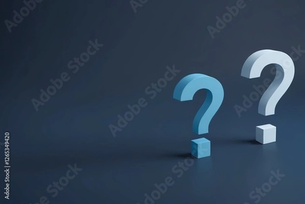 Fototapeta a close up of two question marks on a blue surface