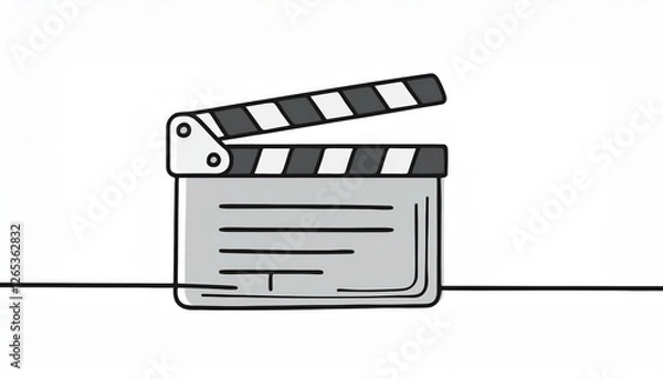 Fototapeta Cinema clapboard clickcer line icon. Clapperboard isolated doodle drawing element. perfect any project