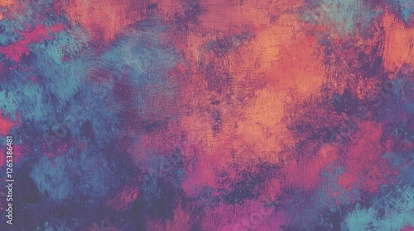 Fototapeta A vibrant abstract painting featuring swirling colors of blue, pink, and orange, creating an energetic and dynamic visual experience.