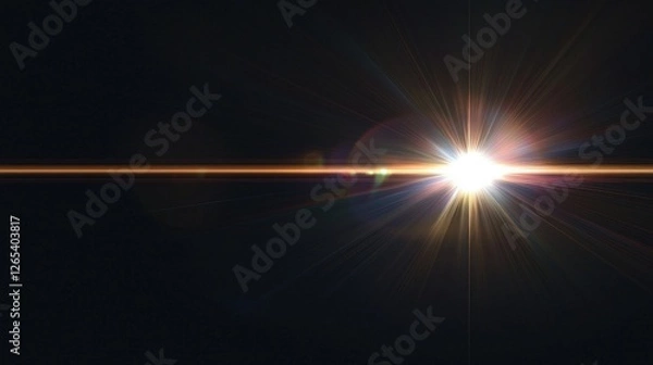 Fototapeta Luminous Celestial Burst: A radiant star explodes across a dark expanse, its golden rays illuminating the cosmic void.