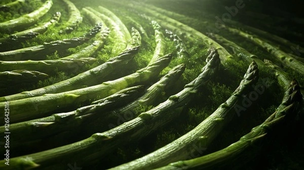 Fototapeta Asparagus Circular Pattern in Ultra-Detailed Hyper-Realism