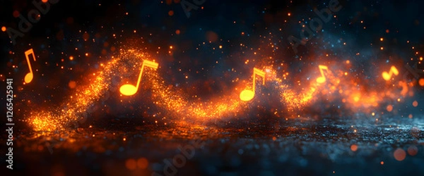 Fototapeta Abstract Fire Music Notes Background