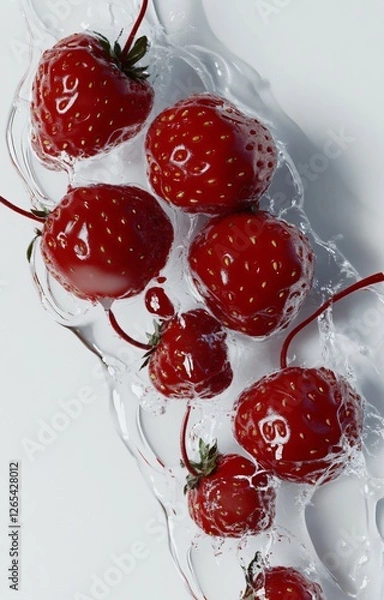 Fototapeta Close-Up Shot of Fresh Strawberries on White Background