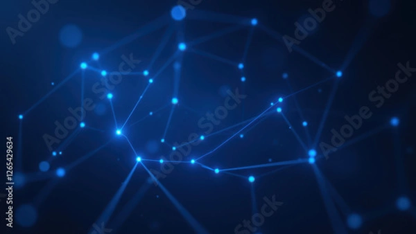 Fototapeta Cybersecurity digital network illustration with dark grey background.