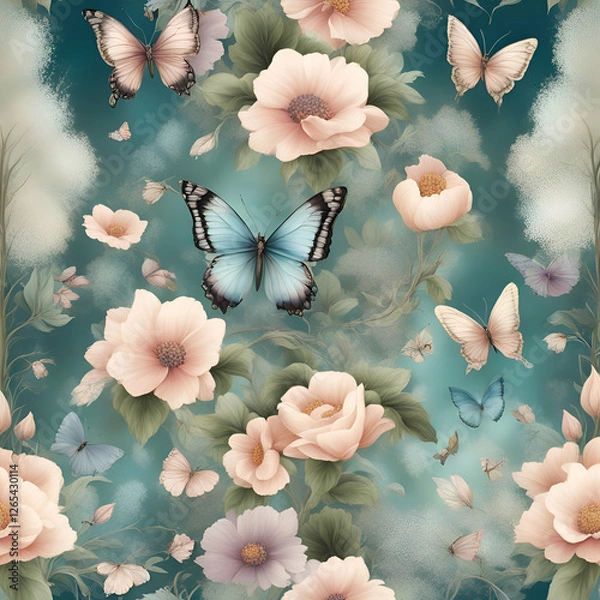 Fototapeta butterflies and clouds